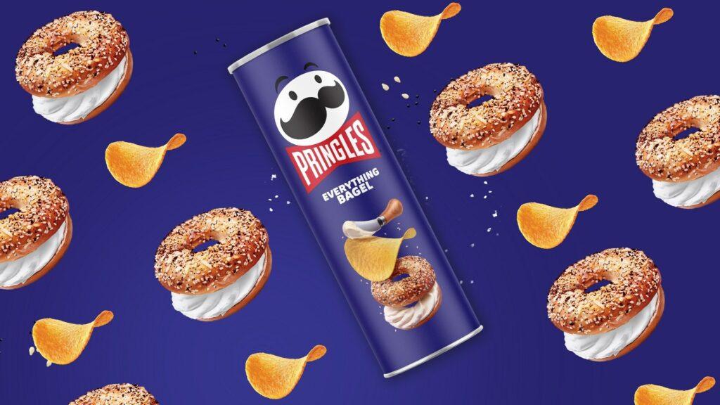 A can of donuts on a blue synthetic television background.