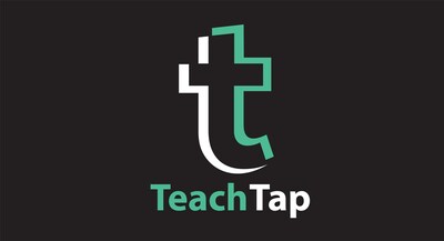 Logo of TeachTap, a revolutionary app, featuring a stylized letter 't' in white and green on a black background, accompanied by the text "teachtap" in white.